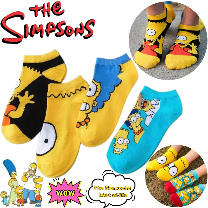 New The Simpsons Lisa Marge Bart Homer boat socks high-value anime printed deodorant sweat-absorbent short tube shallow socks