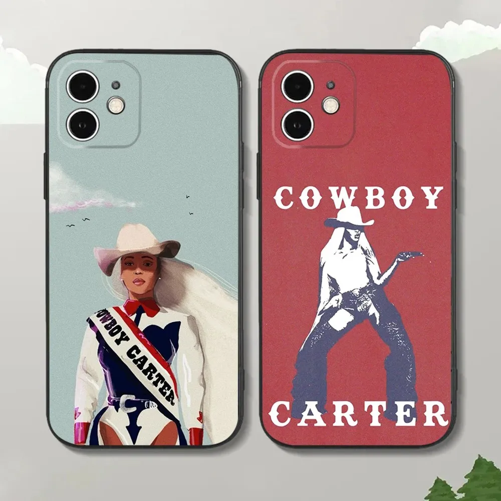 B-Beyonce COWBOY C-CARTER Phone Case For iPhone15,14,13,12 Mini 11 Pro XR,X,XS,MAX 7,8 Plus Silicone Cover Soft Black