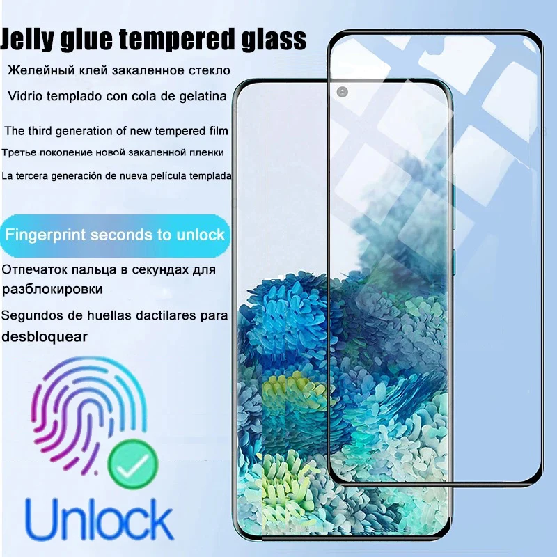 Entsperren Sie den Fingerabdruck ohne Loch, vollständig klebendes gehärtetes Glas für Samsung Galaxy S24 S23 S22 S21 S20 Plus Note 20 Ultra Displayschutzfolie – Detail 4