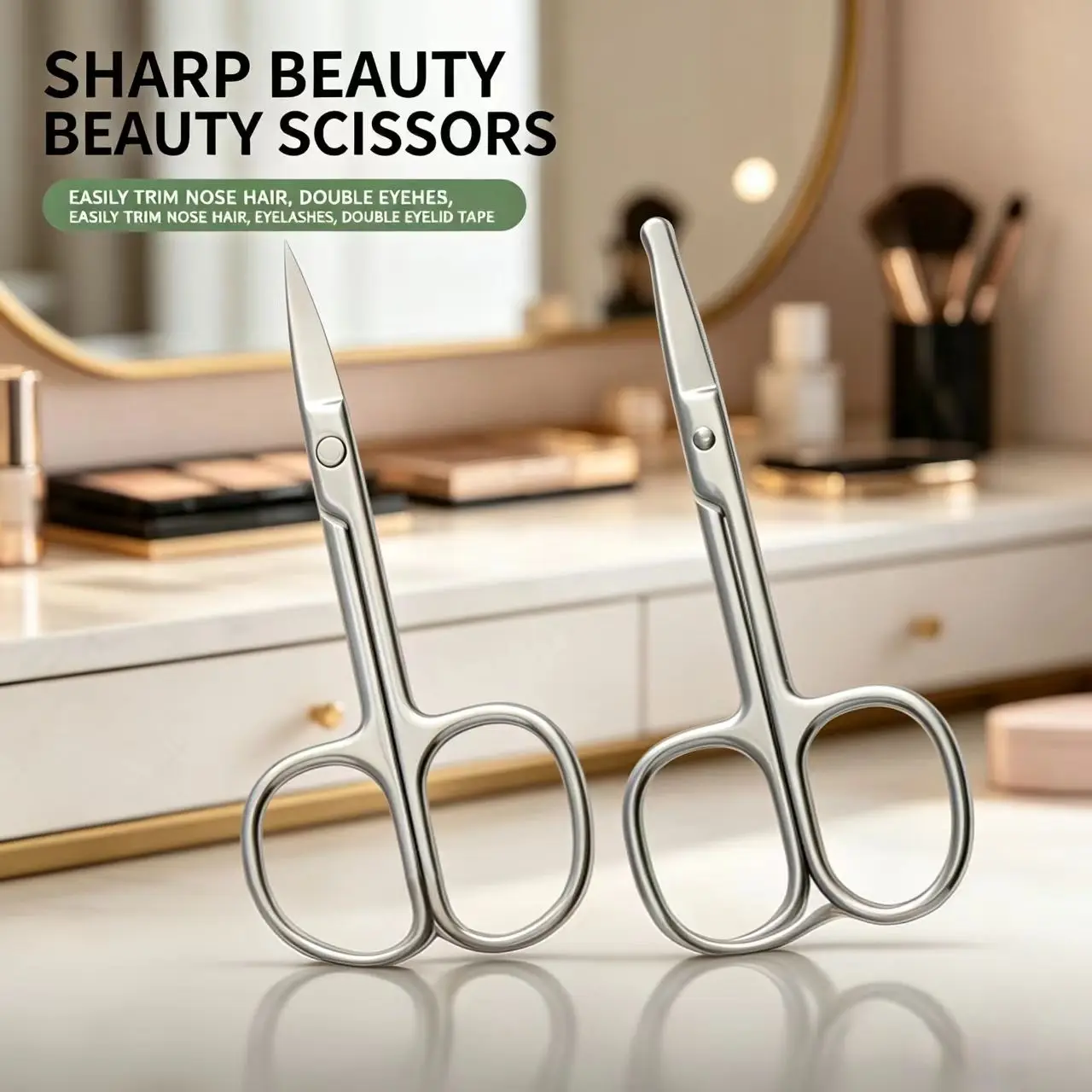 Professional Stainless Steel Eyebrow Scissors Sharp Blades for Precise Facial Hair Eyebrows Beard Nose Nail & Foot Manicure Tool