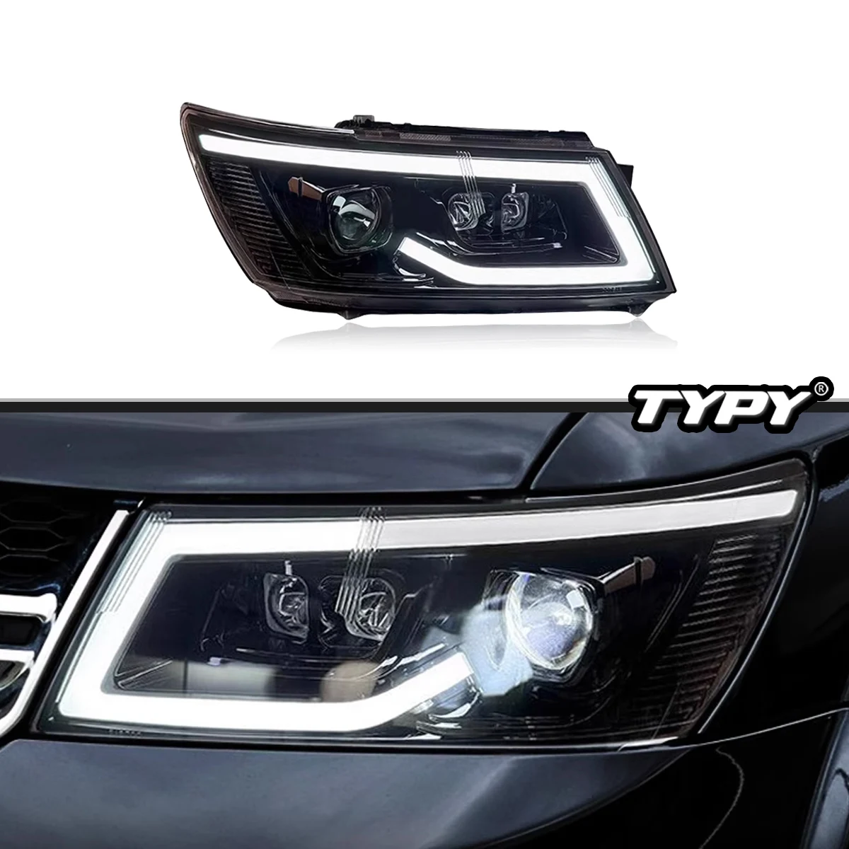 

TYPY новая светодиодная фара, обновленная, модифицированная для Dodge Journey, фара 2009-2016, динамический сигнал, автоаксессуары
