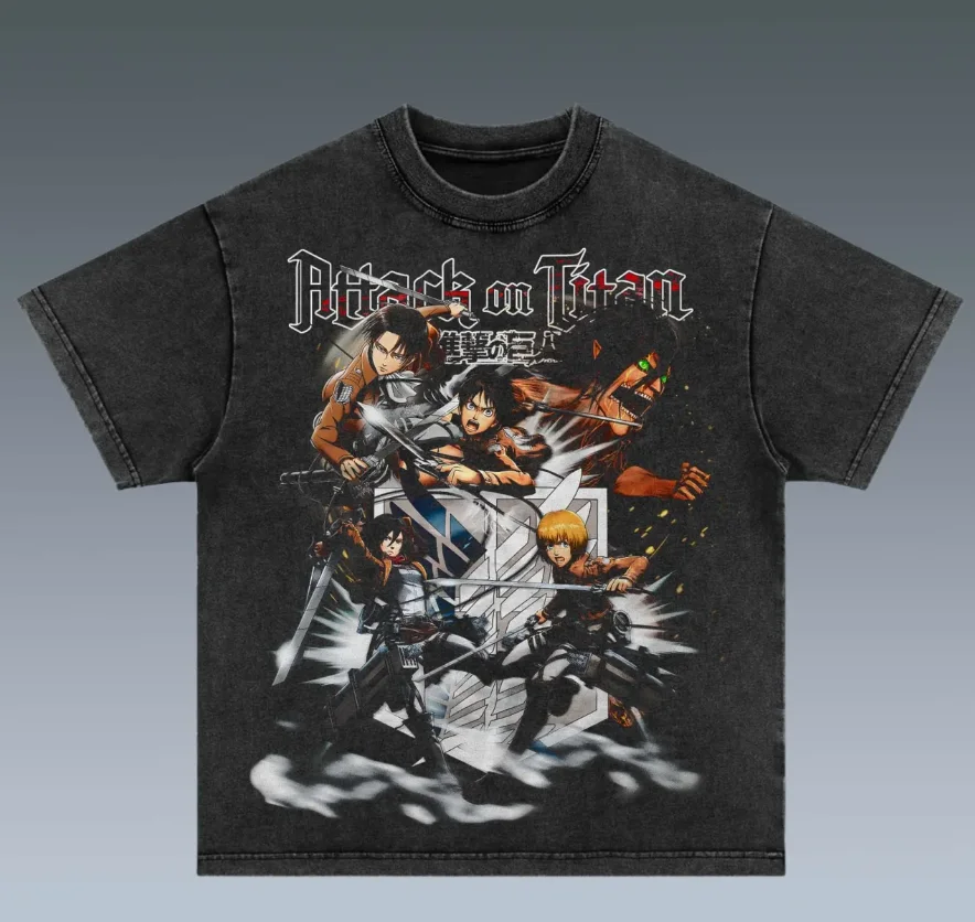 

Attack on Titan Men and Women Summer Fashion Casual Clothing Retro Street Style Anime Printed Cotton T-shirt