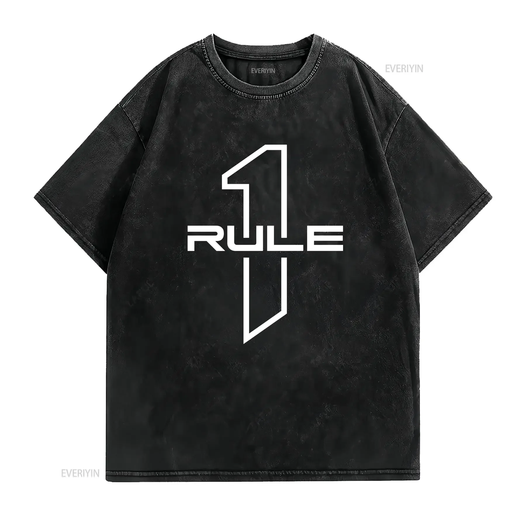 RULE 1 Protein Powder T shirt vintage Washed Comfortable Versatile homme fashion Casual Breathable Stretched Soft Stylish