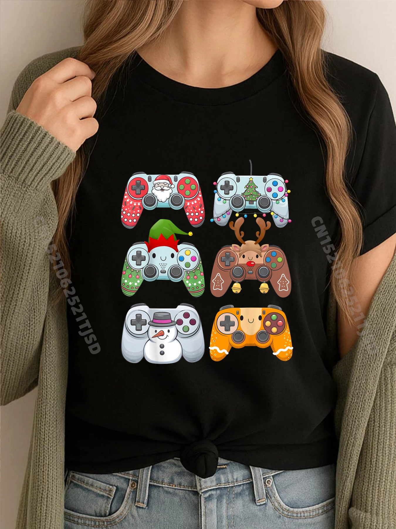 

Рождественский геймерский контроллер, рождественские игровые женские молодежные футболки с рисунком, женские футболки HOLIDAYS