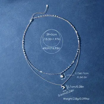精緻疊戴星月項鍊 - 纖細鏈條,適合女性和少女,可疊戴,日常佩戴 6 最佳銷售 月亮項鍊 - №5