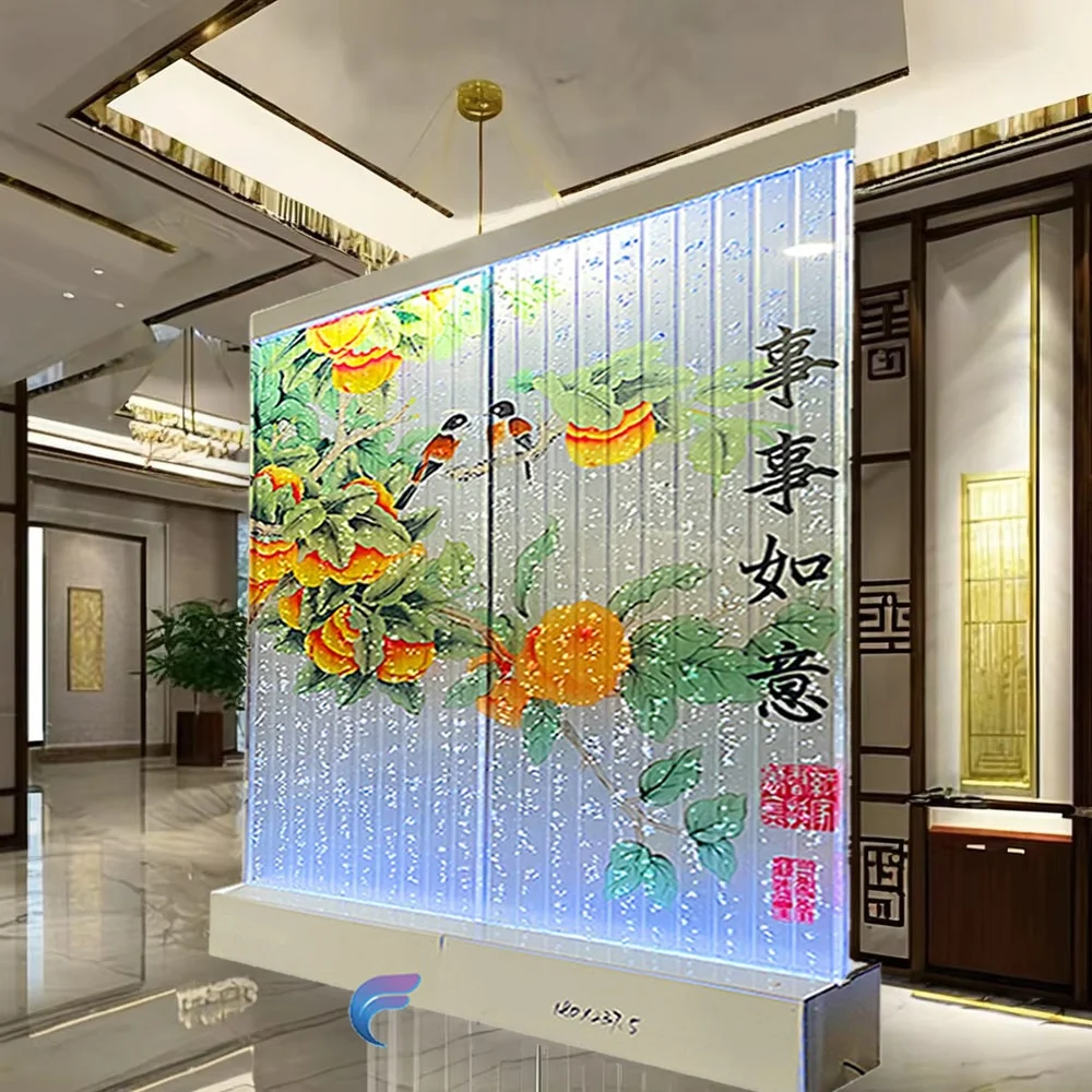 중국 공급 업체 맞춤형 아크릴 춤추는 꽃 무늬 워터 월 버블 패널