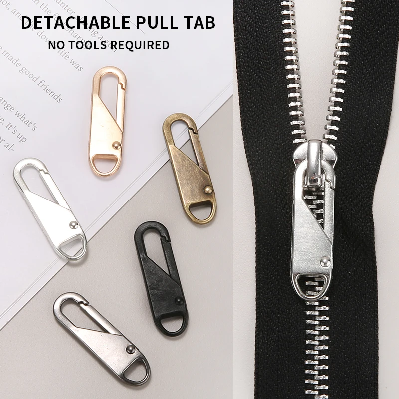 Detachable Zipper Puller Universal Zipper Puller Slider Repair Kit Replacement Zipper Head Extender Handle DIY 5/10PCS