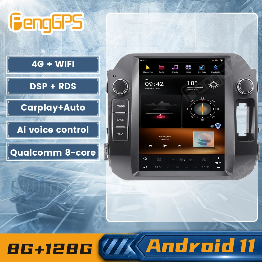 8 Core Android11 Tesl Style Car Radio Multimedia Player For Kia Sportage 2011-2016 GPS Navi Auto Stereo Carplay 8+128G Head Unit