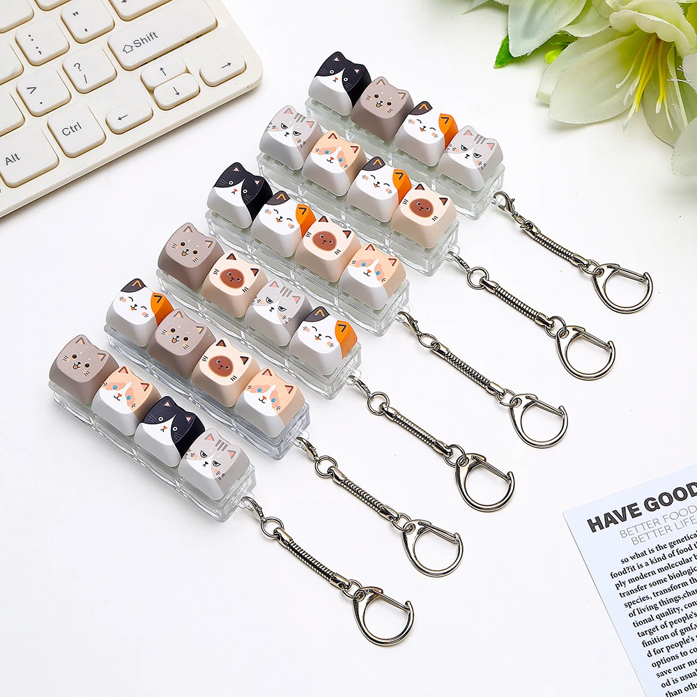 Cute Animal Keycap Fidget Toy Keychain Portable Squeeze Stress Relief Decompression Pendant Anxiety Relief Bag Charm