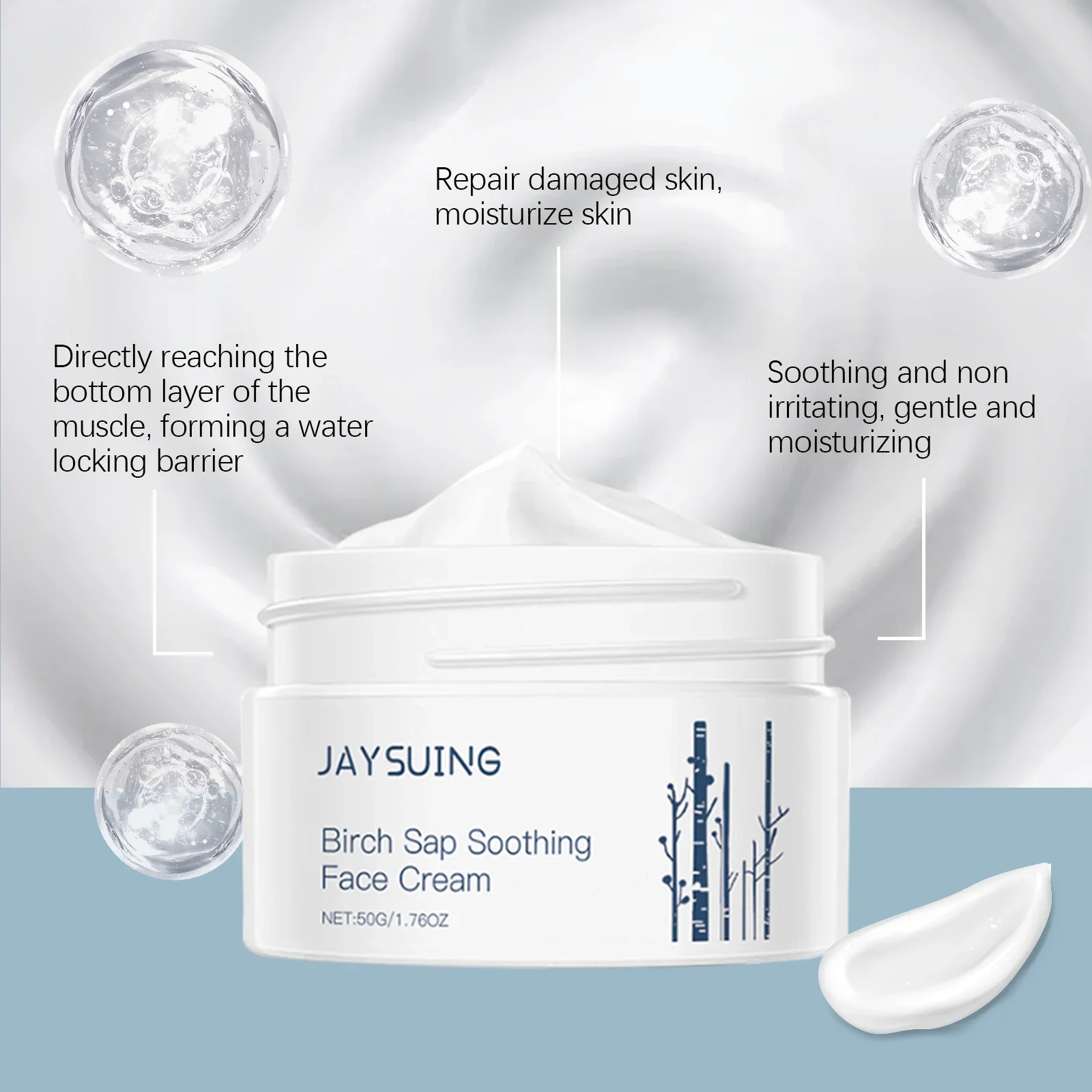 Jaysuing Birch Juice Moisturizing Cream, Hydrating And Moisturizing Facial Skin Gentle Cream