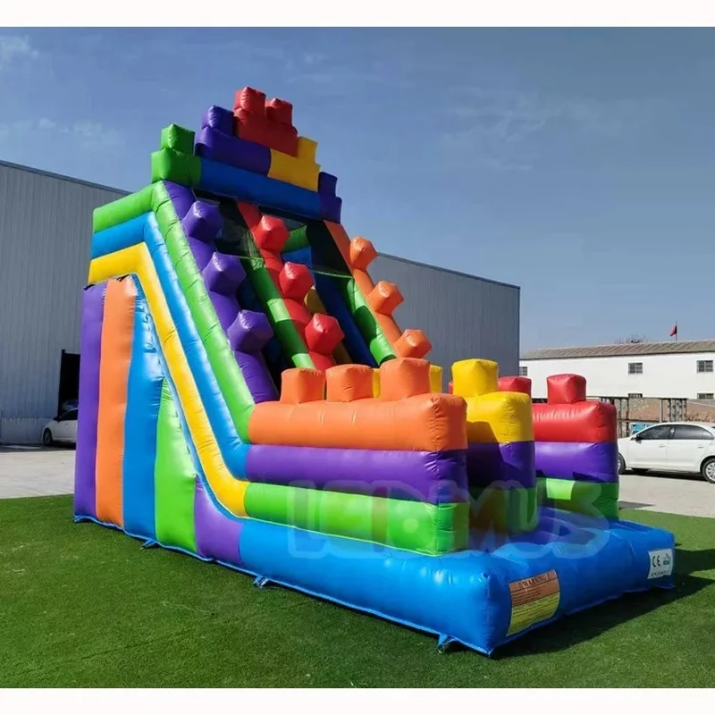 Colorful Kids Inflatable Bouncer Building Block Inflatable Slide Bounce House Party Jumping Game Toys for Sale