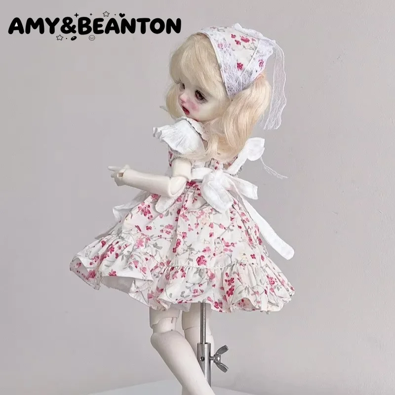 1/6 BJD Doll Clothes Japanese Kawaii Cute Floral Maid Dresses For YOSD Ball Jointed Doll Y2k Doll Outfit Replacement Accessories