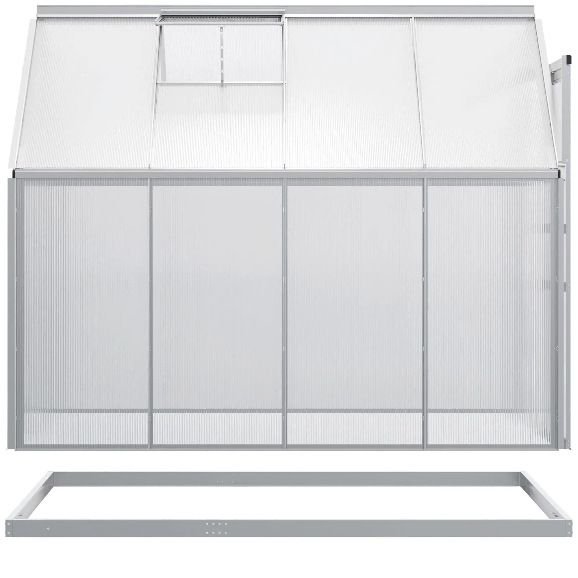 

For 6' x 8' x 6.5' Walk-in Greenhouse, Polycarbonate Greenhouse with Adjustable Roof Vent, Base, Sliding Door, Clear