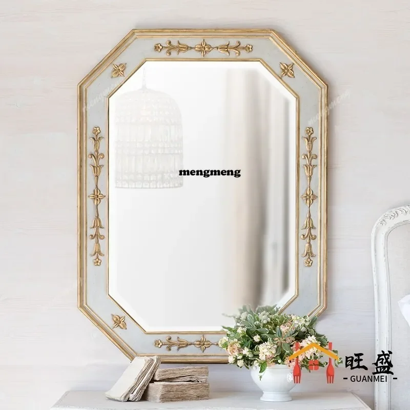 A139French makeup mirror square bathroom mirror living room wall wall hanging toilet bathroom wall hanging decorative mirror