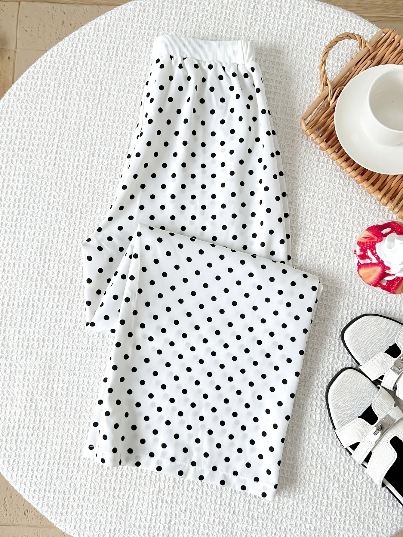 Girls' Autumn Pants, Simple Casual Elastic Waist Pants, Polka Dot Print Long Pants, Fashionable Versatile Long Pants for Girls, Suitable for Ages 3 and Above, Suitable for Both Home and Outdoor Wear