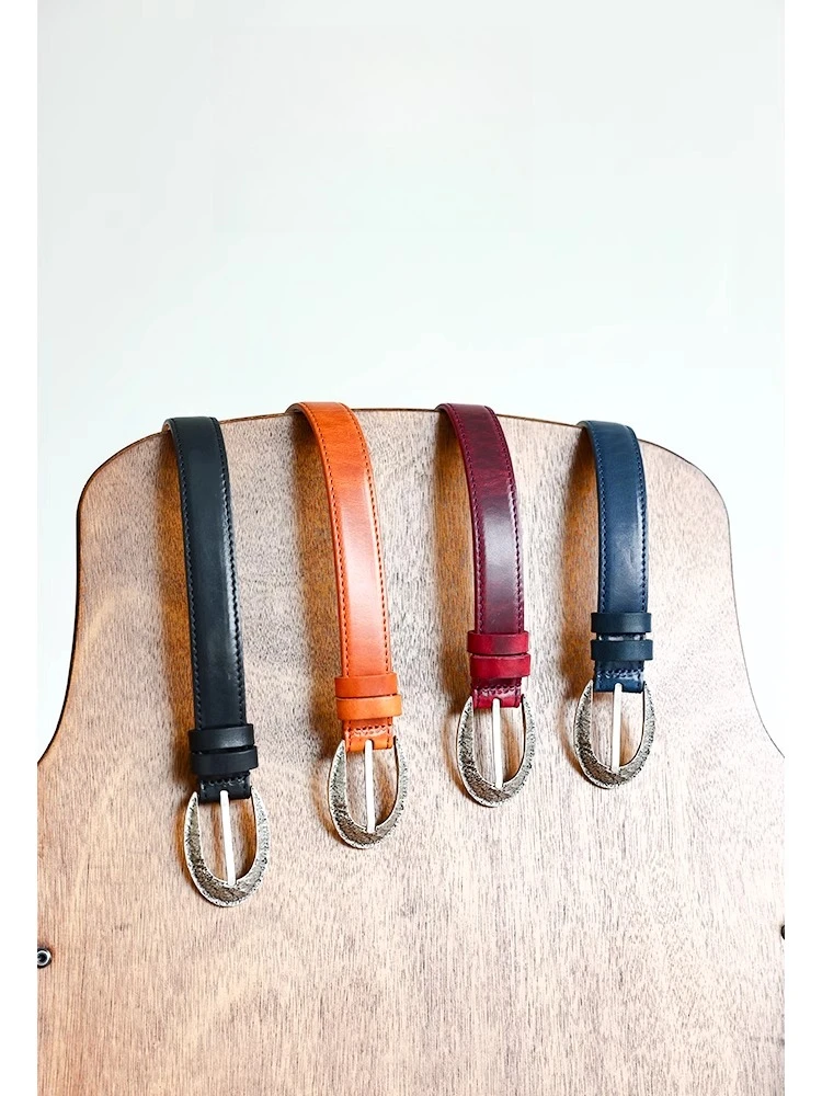 

Vintage belt handmade antique silver buckle genuine leather top layer cowhide handmade needle buckle belt