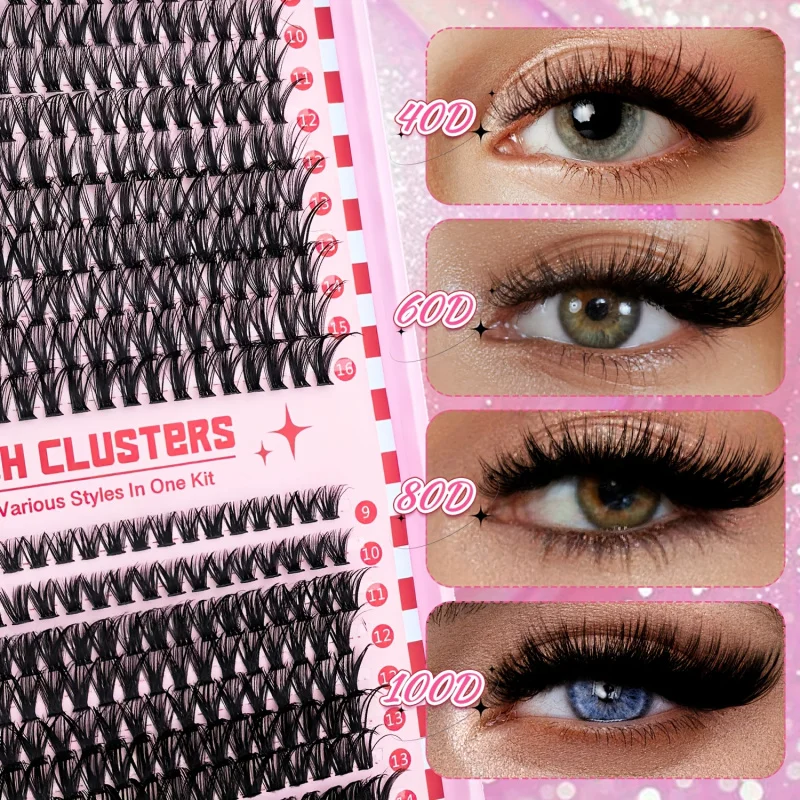 مجموعة هدايا رموش احتفالية 800/720 قطعة رموش رقيقة ذات سعة كبيرة وعالية الجودة، مثالية للهالوين، مكياج عيد الميلاد