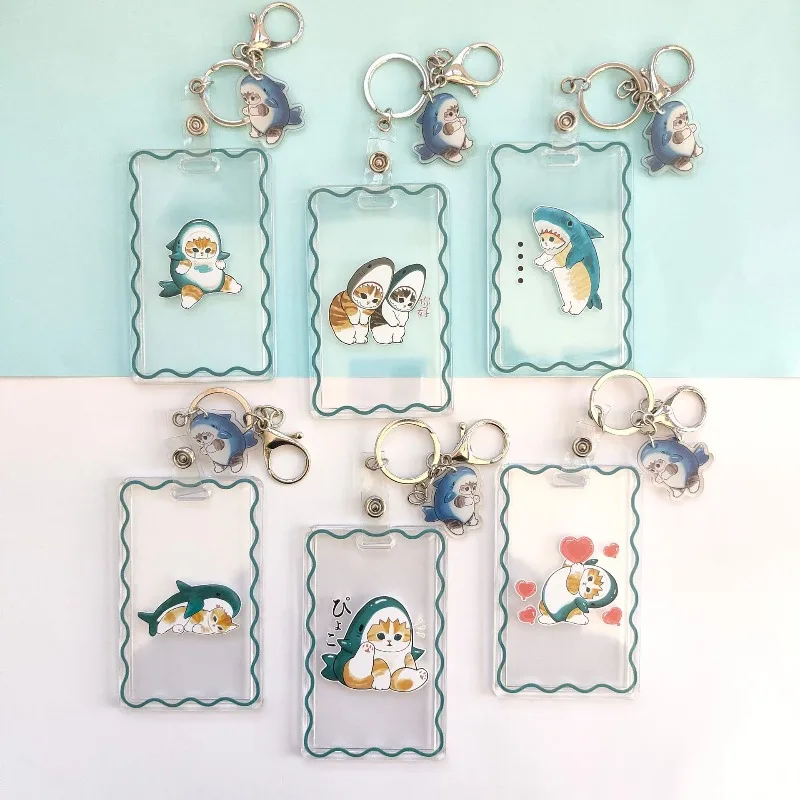 MOFUSAND Transparent Cartoon Protective Case High-value Creative Student Subway Card Access Card Anti-lost Keychain Card Case