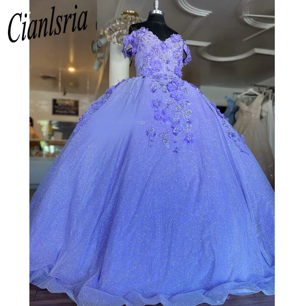 2022 lila Quinceanera Kleider Schatz Applique Ballkleid Mädchen Festzug Kleider Vestidos De 15 Años