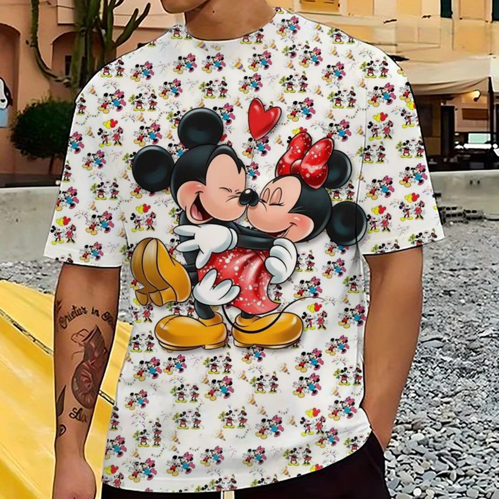 Mickey Mouse Men\'s T Shirt Disney Cartoon TShirts Male Summer Short Sleeve Couple T-shirt Cute Funny Tops Tee Camiseta Children