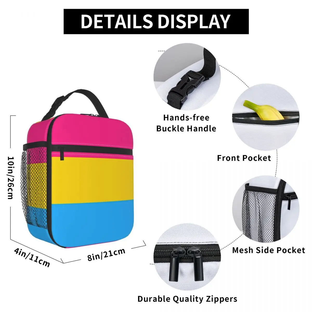 Pansexual Flag Merch Insulated Lunch Bag School Lunch Container Portable Casual Thermal Cooler Bento Box