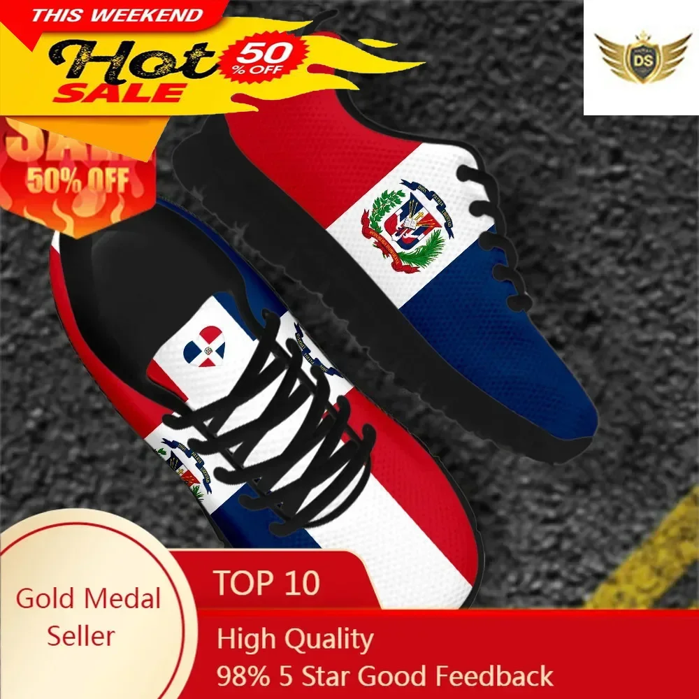 Dominican Republic Flag Designer Shoes Casual Lightweight Men Flat Sneakers Breathable Male Lace Up Walking Footwear