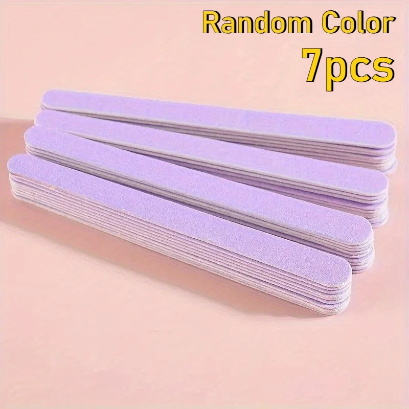 7pcs Random Color Acrylic Nail Files, Double-Sided Emery Board for Shaping & Buffing Fake, Natural & Gel Nails