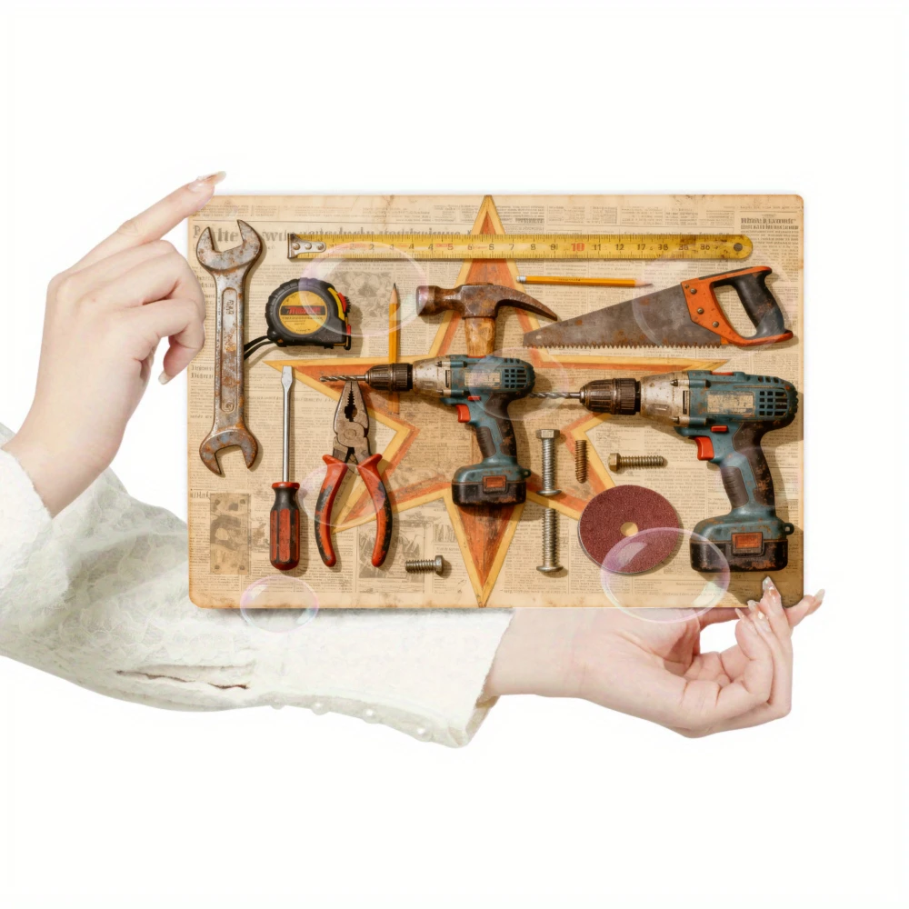 لوحة زخرفية معدنية قديمة، 8 × 12 بوصة، ديكور منزلي، جو عيد الميلاد، هدايا يومية، نمط أدوات الصيانة