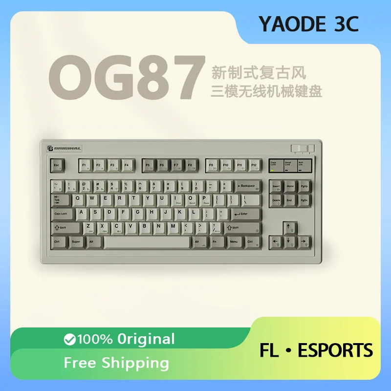 Fl Esports OG87 Mechanical Keyboard Tri Mode 2.4G/Bluetooth Wireless Retro Keyboard Dye-sublimation PBT Keycaps Game Accessories