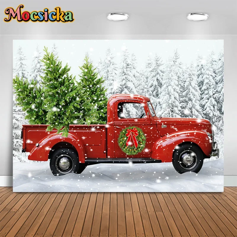 

Mocsicka Christmas Photography Backgrounds Red Car Snow Backdrop Party Baby Shower Adult Kids Birthday Portrait Photo Studio