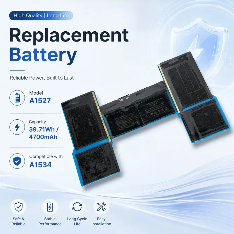 1Pc Replacement Battery A1527 for MacBook 12-Inch A1534 MF855 MJY32 MK4M2, Internal Laptop Notebook Battery
