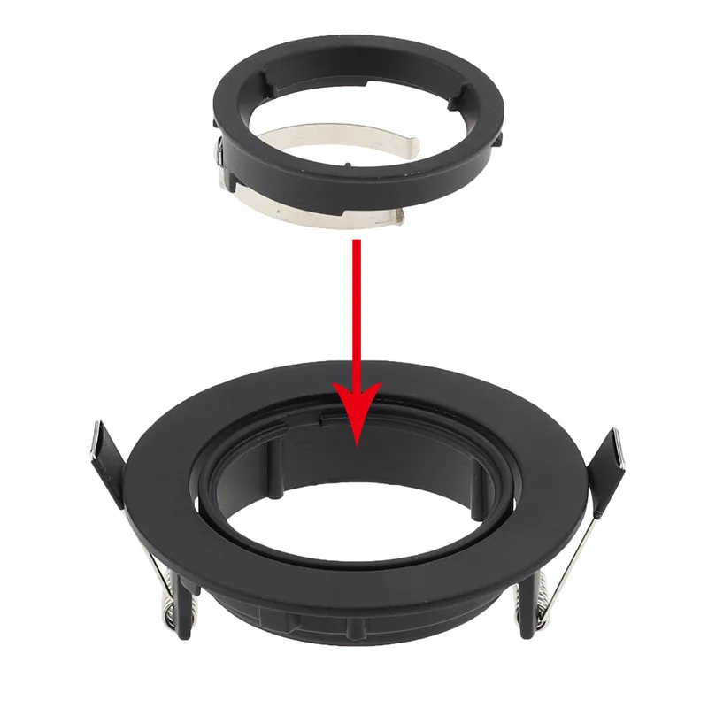 Black Recessed LED Ceiling Light MR16 GU10 Bulb Holder Trim ring Adjustable Frame Round Fixture Downlight