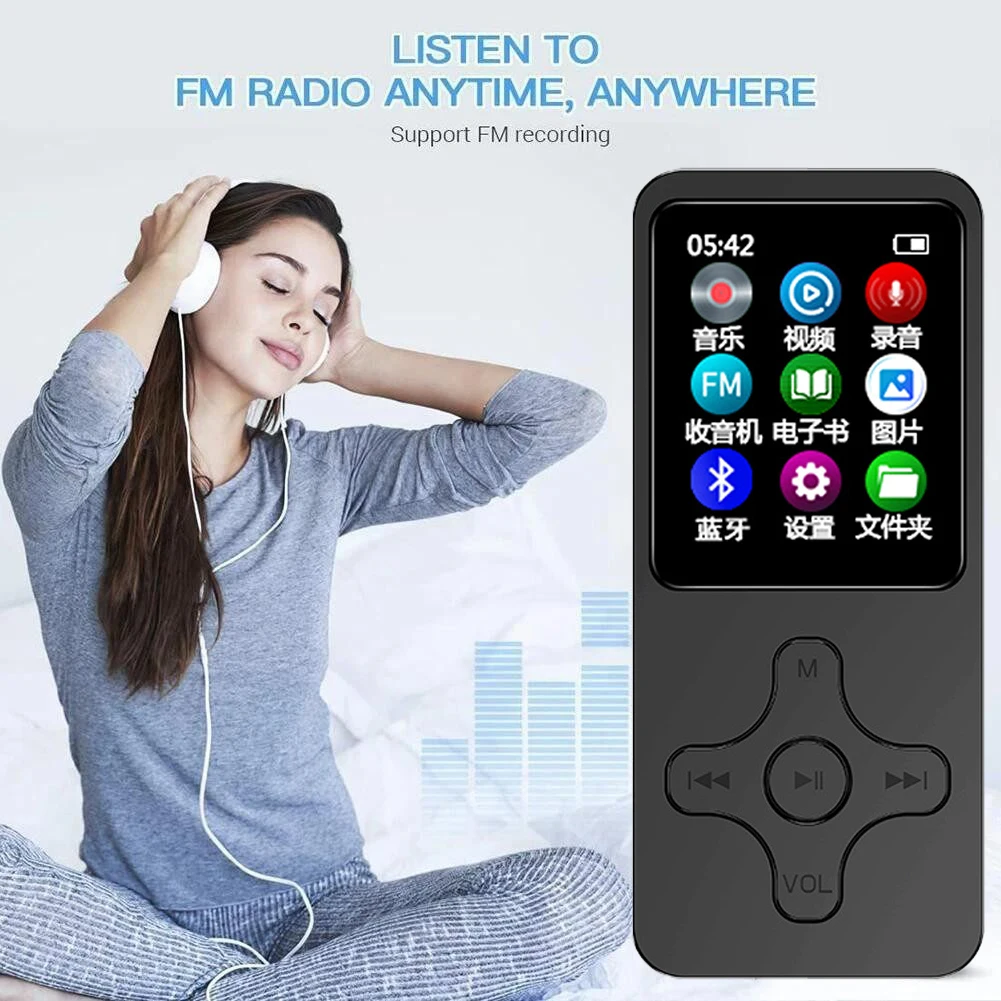 1,8-Zoll-Bildschirm MP3-Musik-Player Audioplayer HIFI FM-Radio Aufnahme E-Book Multifunktions tragbarer Walkman zum Laufen Gehen