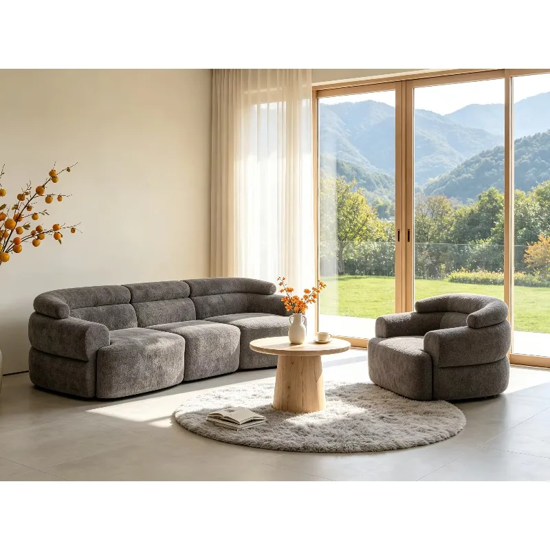 VERNSSY Hot Sell Full Sponge Roll-Pack Vacuum Compression Three Seat Fabric Cover Sofa Modern Design 5-Year Warranty Easy
