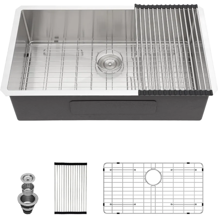 

33 Inch Undermount Stainless Steel Kitchen Sink with Round Corner for Modern Kitchen Countertop 16 Gauge Single Bowl Undercount