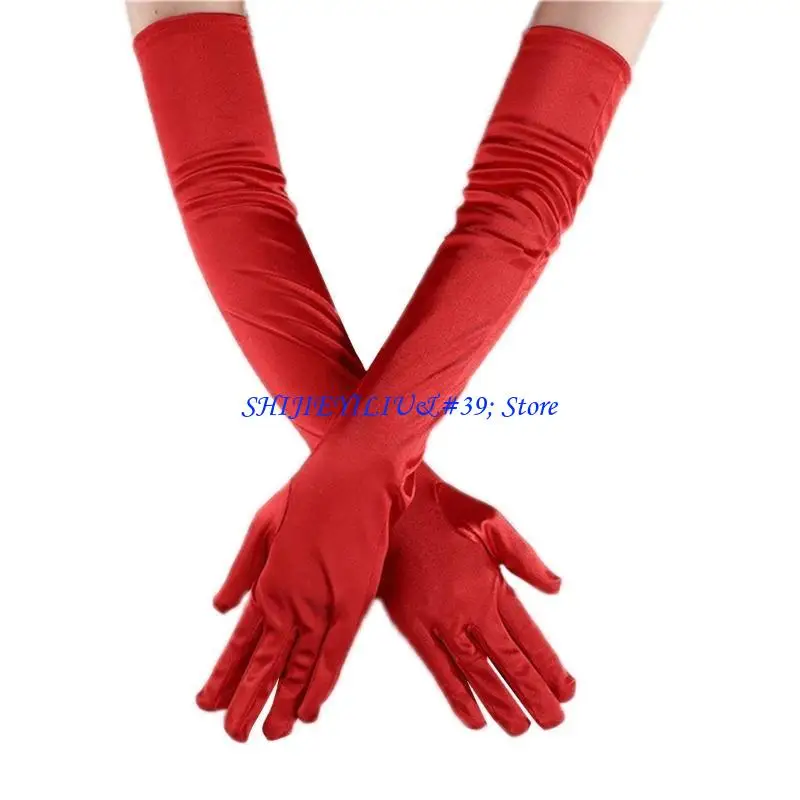 E21F Satin Long Gloves For Women Wedding Gloves Performance Gloves Dance Gloves Satin Gloves Banquet Gloves Prom Gloves