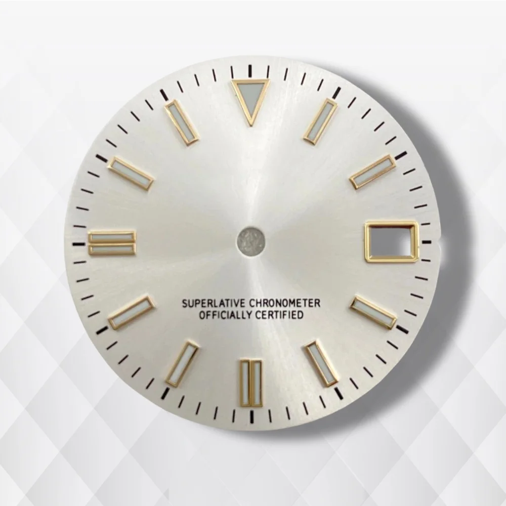 Esfera Sunburst con logotipo S de 28,5mm compatible con movimiento japonés NH35/NH36/4R/7S, accesorios de modificación de reloj luminosos verdes de alta calidad