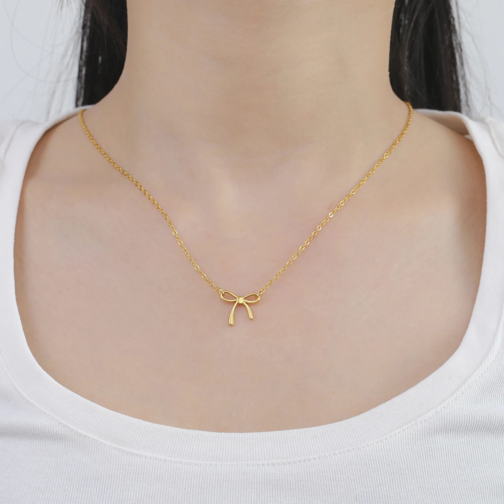 Bow Pendant Women's Necklace Stainless Steel Sweet Romantic Women's Pendant Necklace Couple Birthday Anniversary Jewelry Gift