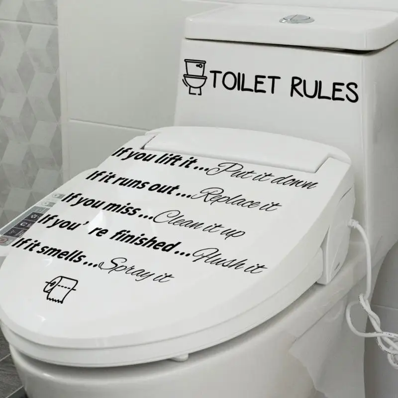 Toilet Rules Sign Bathroom Vinyl Decals Removable Wall Quotes PVC Sticker Warm Reminder Art Decor Home Decorations 