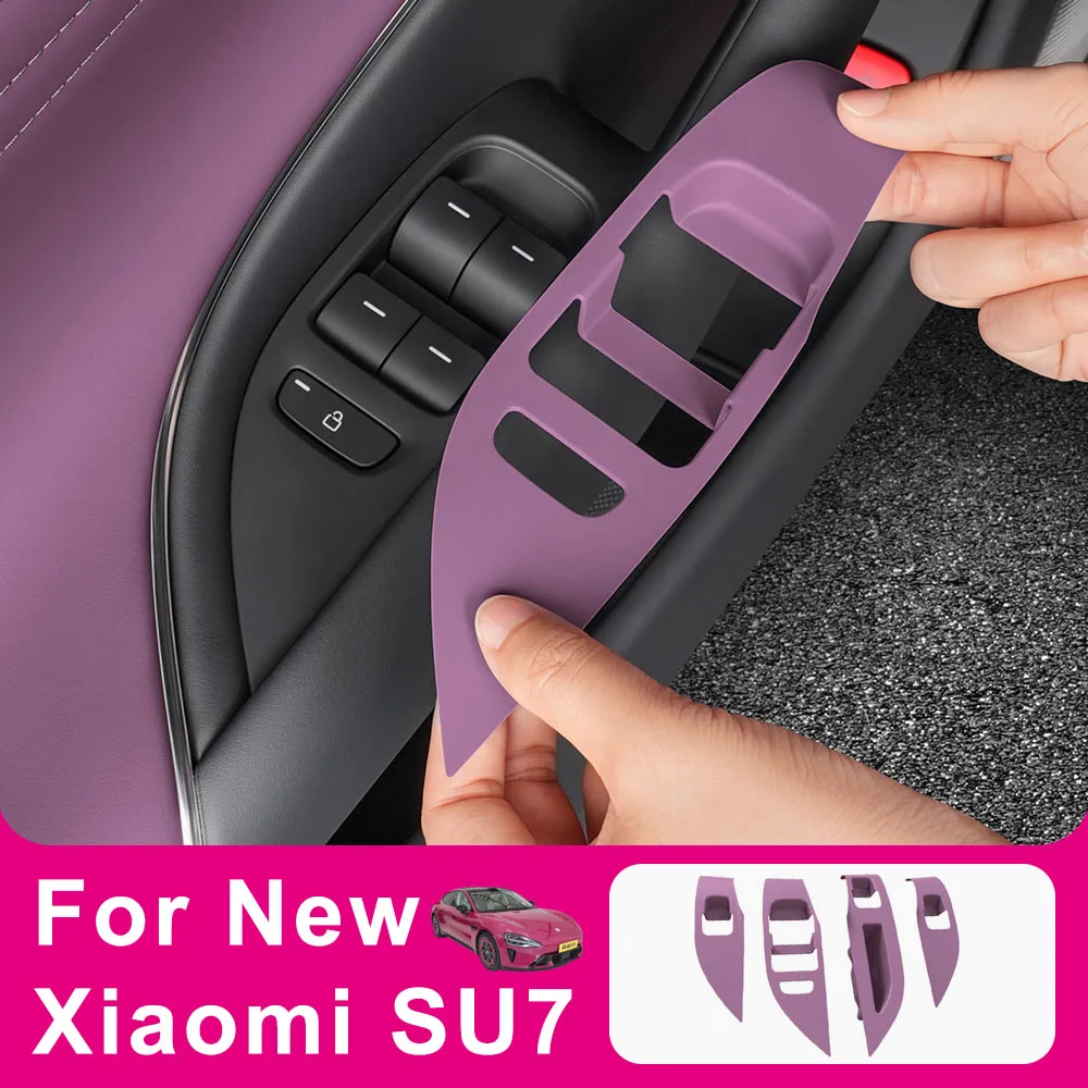 4 Pcs For New Xiaomi SU7 2026 Window Lift Button Sticker Automotive Modification Parts Original Car Color Silicone Pad
