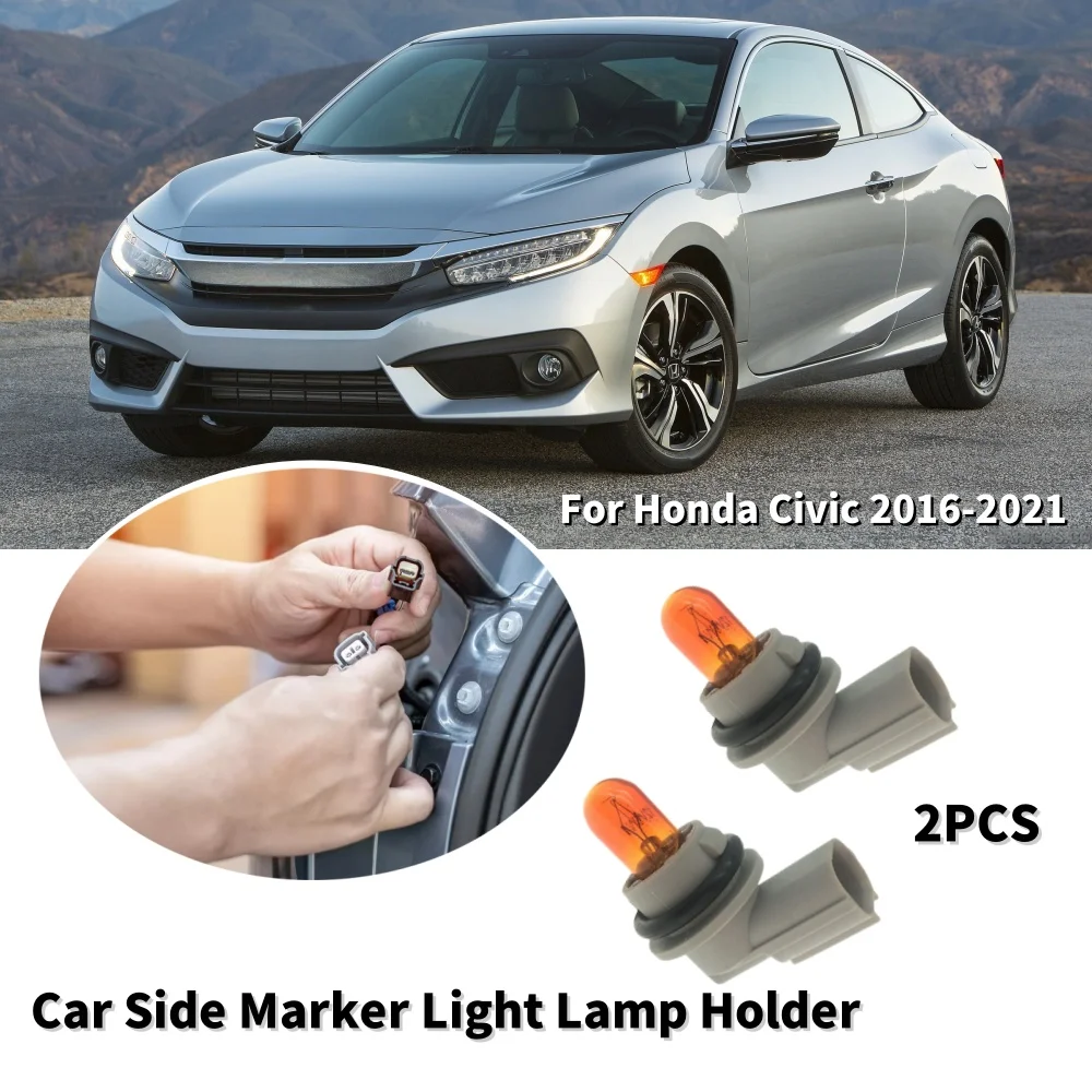 

2Pcs Car Side Marker Light Lamp Holder Replacement With Bulb 33304-TET-H01 For Honda Civic 2016-2021 Car Lights Accessories