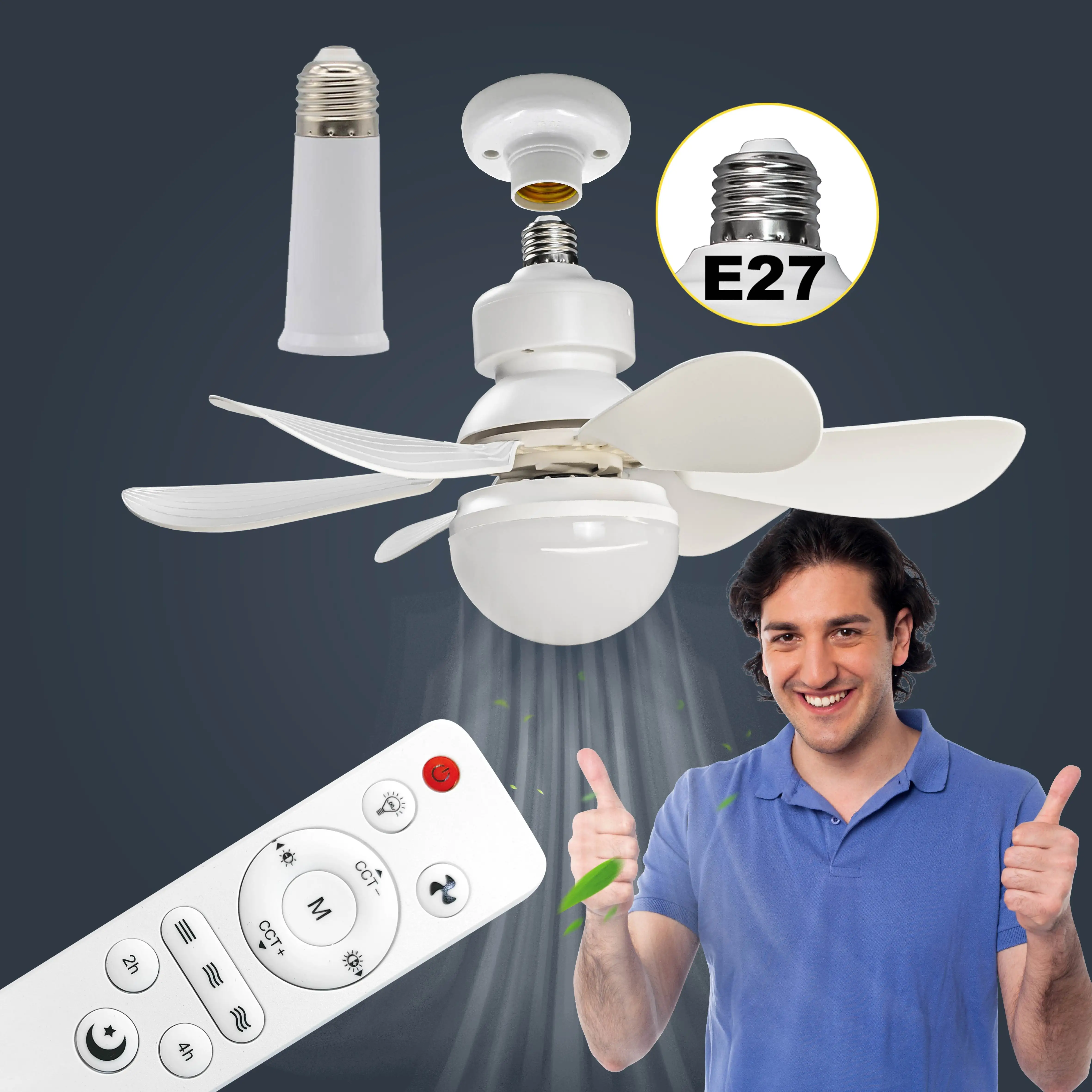 

Remote Control LED Ceiling Fan with Lighting Lamp Blade Fan Lamp E27 Converter Lamp for Bedroom Living Fan Light