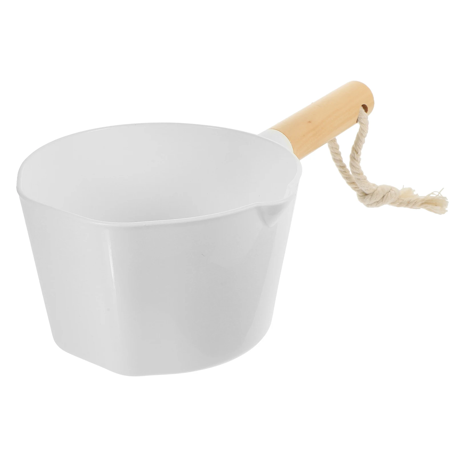 

Eco Friendly Water Bailer 1 Piece Long Handle Plastic and Wood Ladle for Kitchen Bathroom Reusable Scoop for Daily Use White