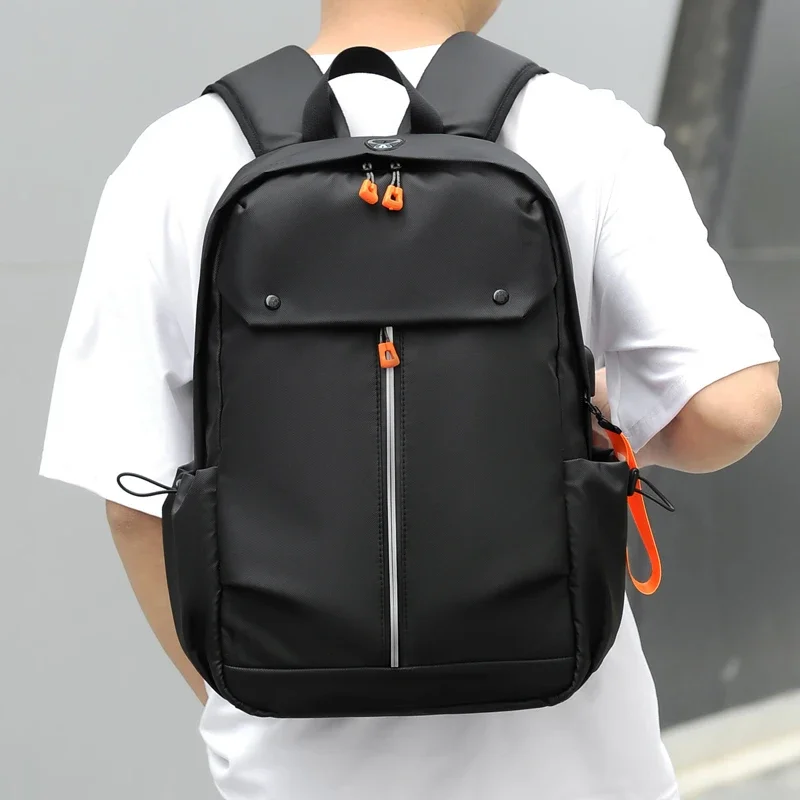 

2023 New Men's Backpack USB Charging Bag Waterproof PU Leather Rucksack Male Business Travel Bagpack Reflective Strip Design