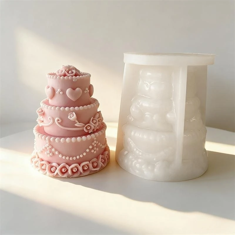 

3D Cake Shape Scented Candle Decoration Silicone Mold DIY Aromatherapy Gypsum Crafts Plaster Ornament Molds