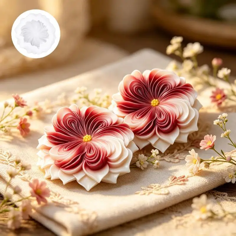 Cavity 3D Dahlia Flower Silicone Mold Crafts High-Temp Resistant Non-Stick Mold With Blooming Dahlia Easy Clean