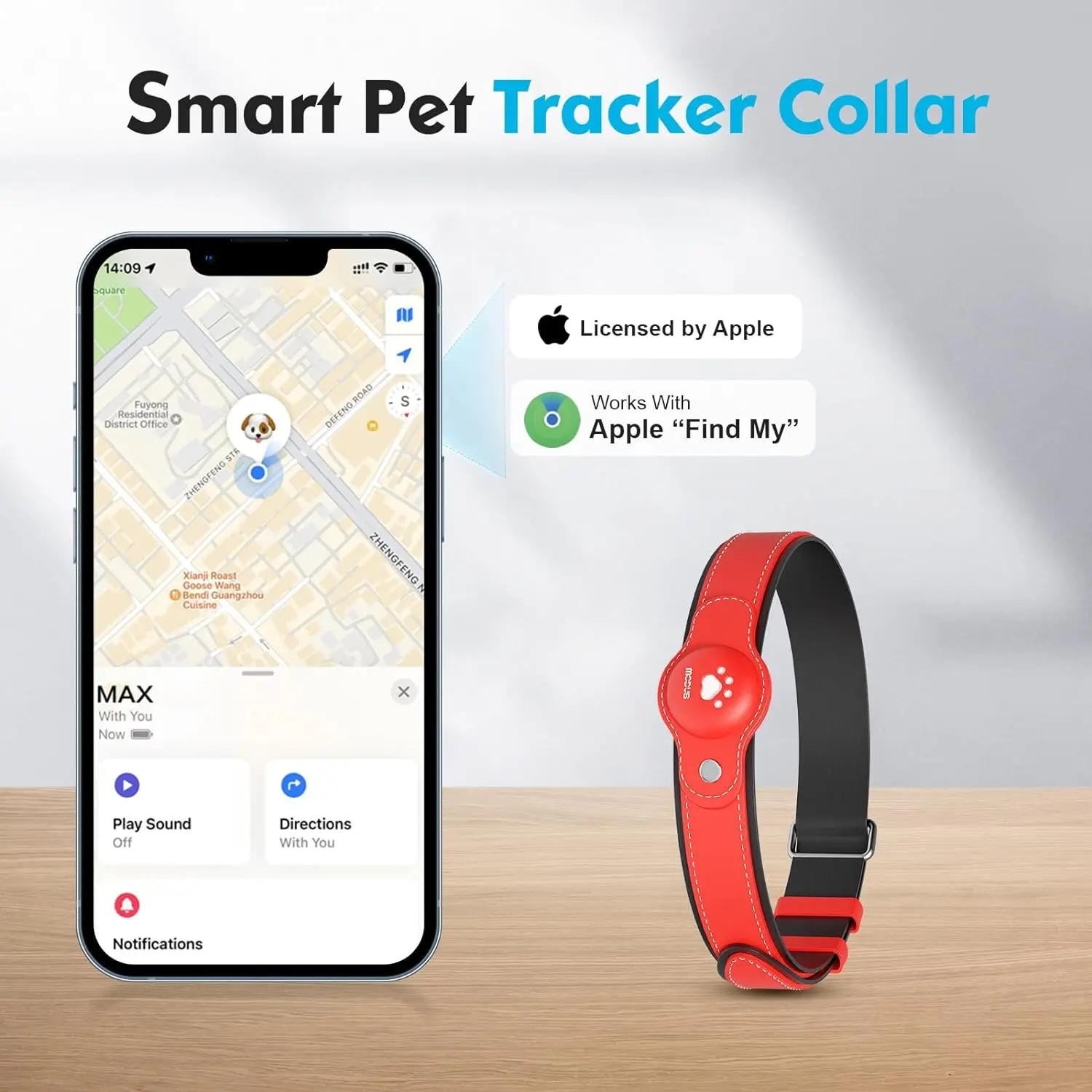 Dog GPS Tracker, 2-in-1 Pet Tracking Smart Collar (iOS Only), Real-time Location/no Monthly Fee/unlimited Range Tracking Device