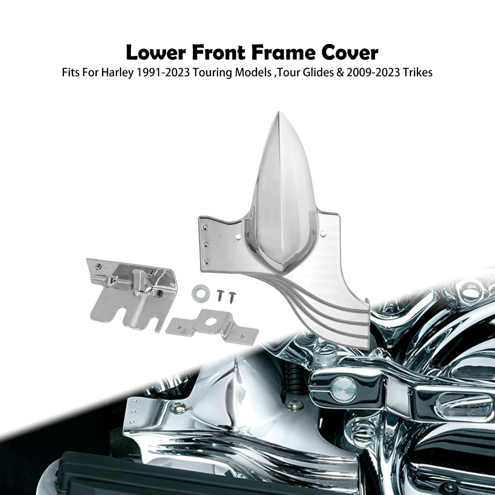 

Motorcycle Front Chrome Lower Frame Cover Plastic For Harley Touring Road King Tour Street Electra Glide FLTRX 91-23 Trike 09-23