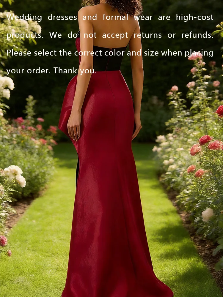 Elegant Strapless Beading Sleeveless Contrast Color Mermaid Formal Evening Dresses Birthday Party Prom Gowns Customized