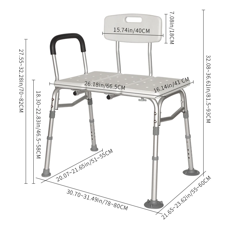 Elderly Care Products Bath and Shower Chair Seat with Back Anti-Slip Bench Bathtub Stool for Seniors
